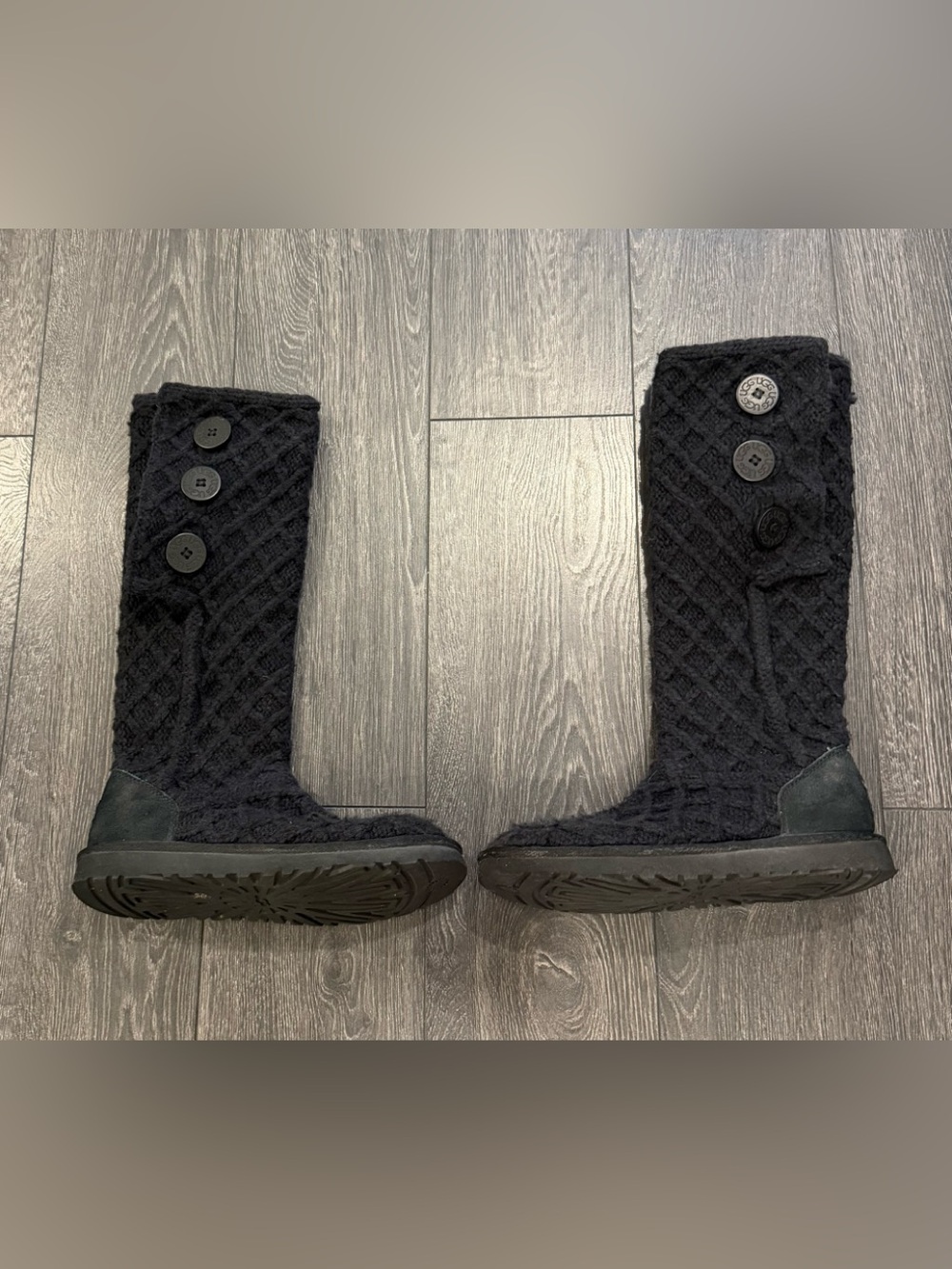 Grayish Black Knit Ugg  with Black Sole Boots